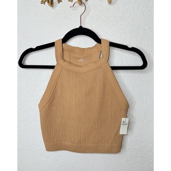 Aerie Superchill Ribbed Seamless High Neck Crop Top Size Large NWTS New V - Picture 1 of 5